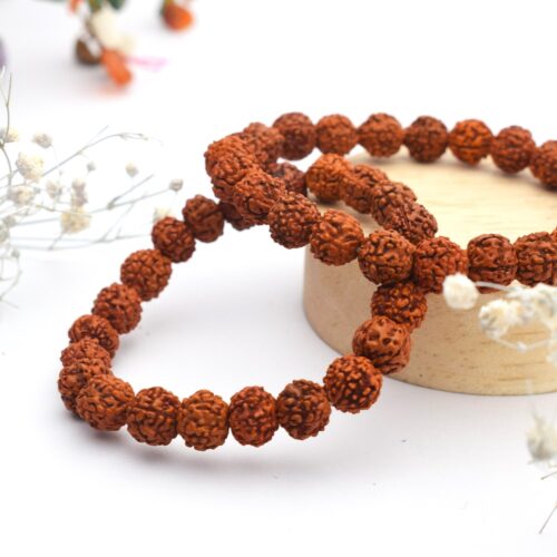 8mm Natural Rudraksha Bead Bracelet | Spiritual Healing and Meditation